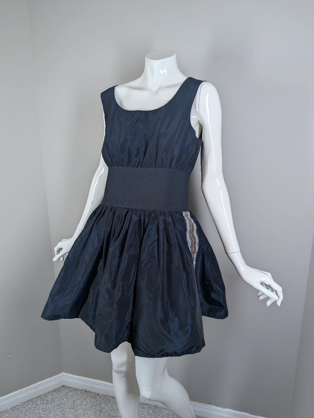 Y2K RinaScimento Sleeveless Navy Fit-and-Flare Dress Italy Medium